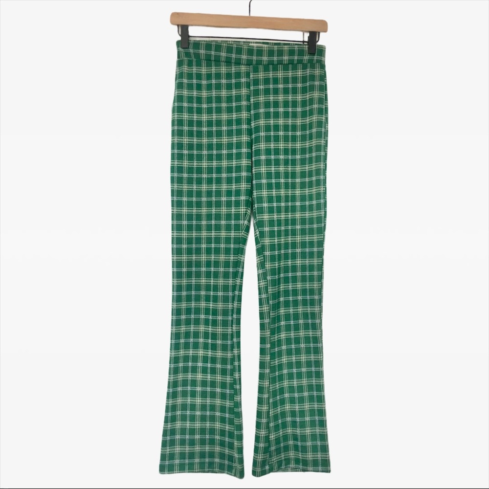 Green Plaid High Waisted Pants